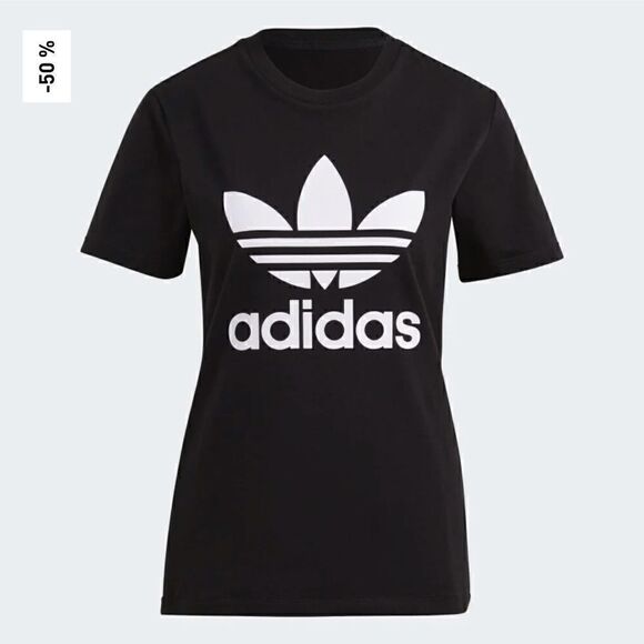 Adidas Womens Logo Tee in Black & White | SZ S - Picture 1 of 7